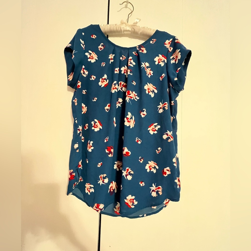 Teal floral top sz L hawthorn top